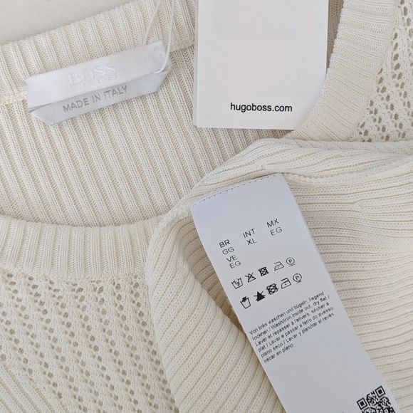Hugo Boss BOSS Top Rib Knit Fitted Long Sleeve Crew Neck Winter White XL NWT - Picture 8 of 8